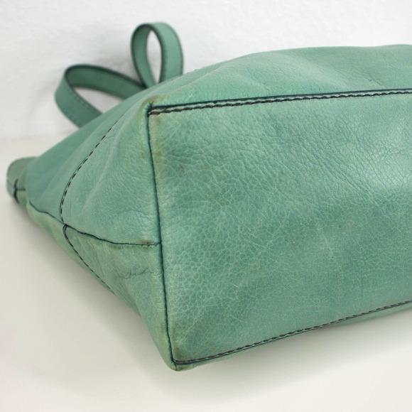 FOSSIL Hunter Teal Green Leather Tote Bag - Picture 5 of 8